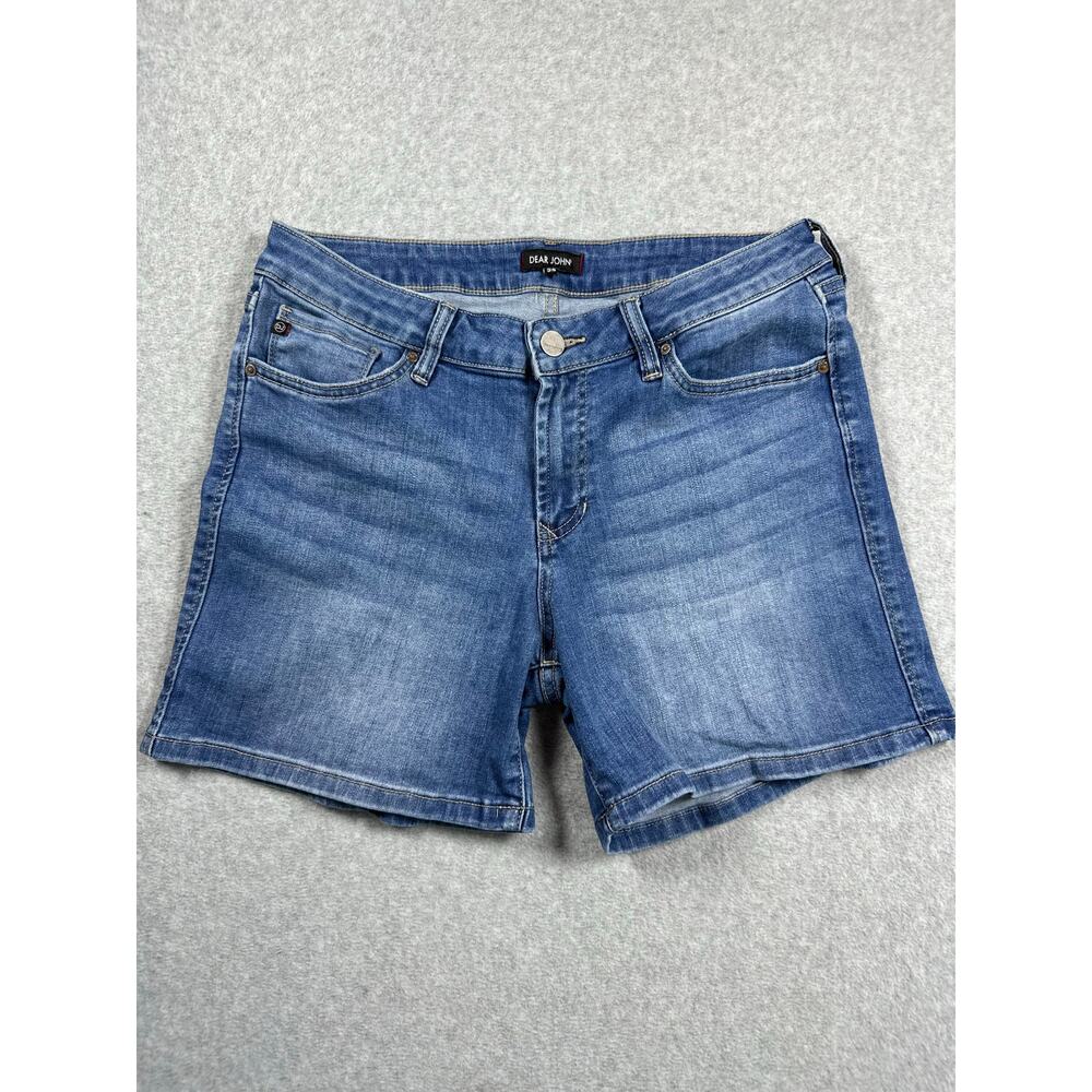 Dear John Shorts Women Size 29 Blue Cotton Stretch Denim Mid-Rise Casual Zip Fly